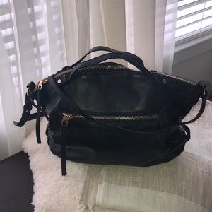 Kooba Black Leather Top Handle Satchel with Strap